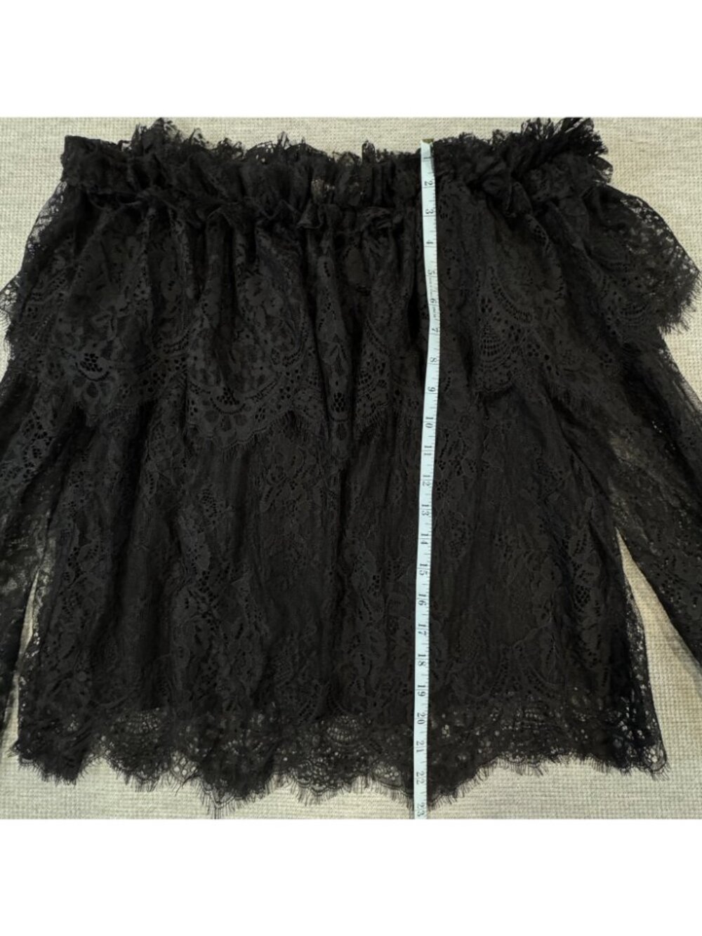 Entro Floral Sheer Lace Blouse Size Large Black Off Shoulder Peasant Boho Gothic - Picture 12 of 15